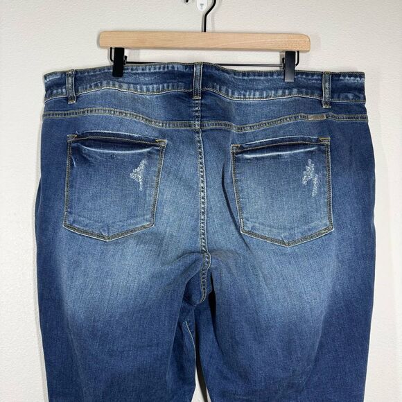 KanCan Destructed Cuffed Skinny Jeans Medium Wash Stretch Denim Plus Size 24 - Picture 7 of 10